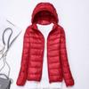 watersouprty Womens Lightweight Packable Down Jacket Hooded Winter Coat Sport Outdoor Padded Outwear Red view 3