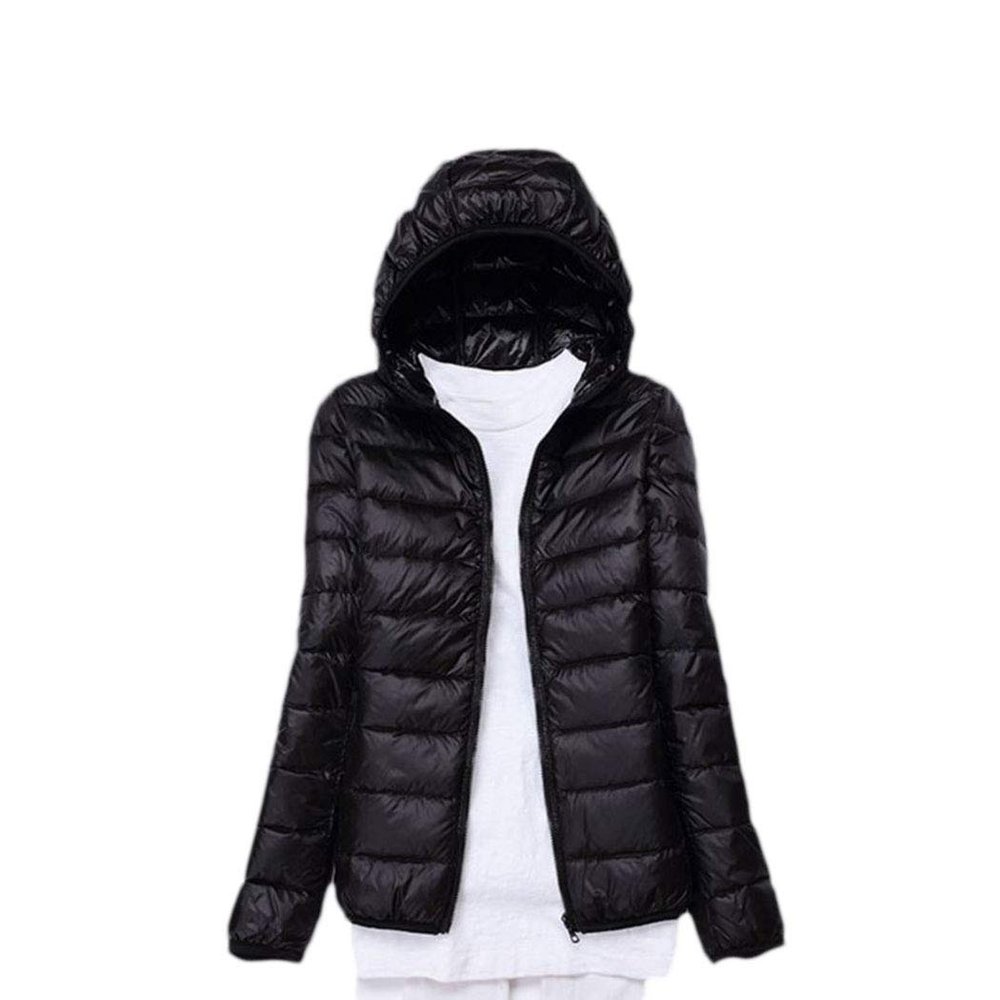 watersouprty Womens Lightweight Packable Down Jacket Hooded Winter Coat Sport Outdoor Padded Outwear Black