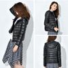 watersouprty Womens Lightweight Packable Down Jacket Hooded Winter Coat Sport Outdoor Padded Outwear Black view 2