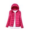 watersouprty Womens Lightweight Packable Down Jacket Hooded Winter Coat Sport Outdoor Padded Outwear Rose Red