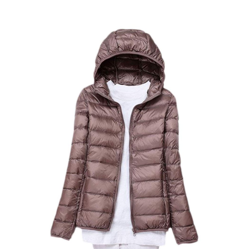 watersouprty Womens Lightweight Packable Down Jacket Hooded Winter Coat Sport Outdoor Padded Outwear Khaki