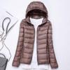 watersouprty Womens Lightweight Packable Down Jacket Hooded Winter Coat Sport Outdoor Padded Outwear Khaki view 2