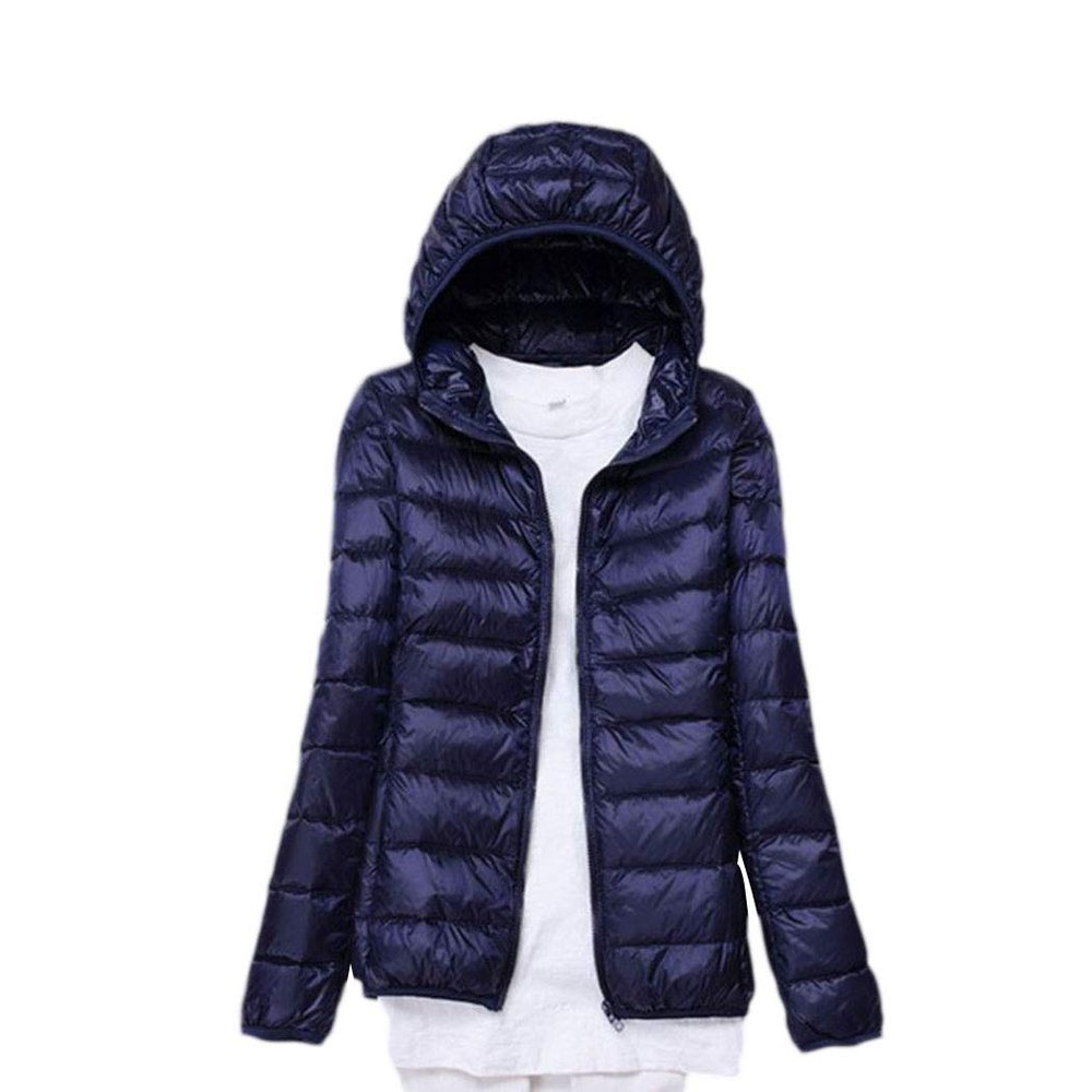 watersouprty Womens Lightweight Packable Down Jacket Hooded Winter Coat Sport Outdoor Padded Outwear Navy