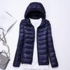 watersouprty Womens Lightweight Packable Down Jacket Hooded Winter Coat Sport Outdoor Padded Outwear Navy view 3