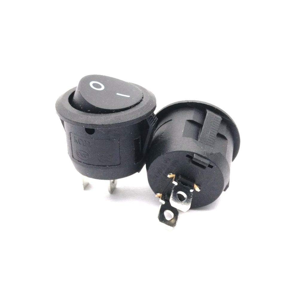 100PCS 23mm Diameter Big Round Boat Rocker Switches KCD1-105 Black 2 Pin ON-Off Rocker Switch 10A/125V 6A/250V