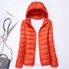 watersouprty Womens Lightweight Packable Down Jacket Hooded Winter Coat Sport Outdoor Padded Outwear Orange view 2