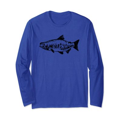 Simple Rainbow Brown Trout Fly Fishing Long Sleeve T-Shirt