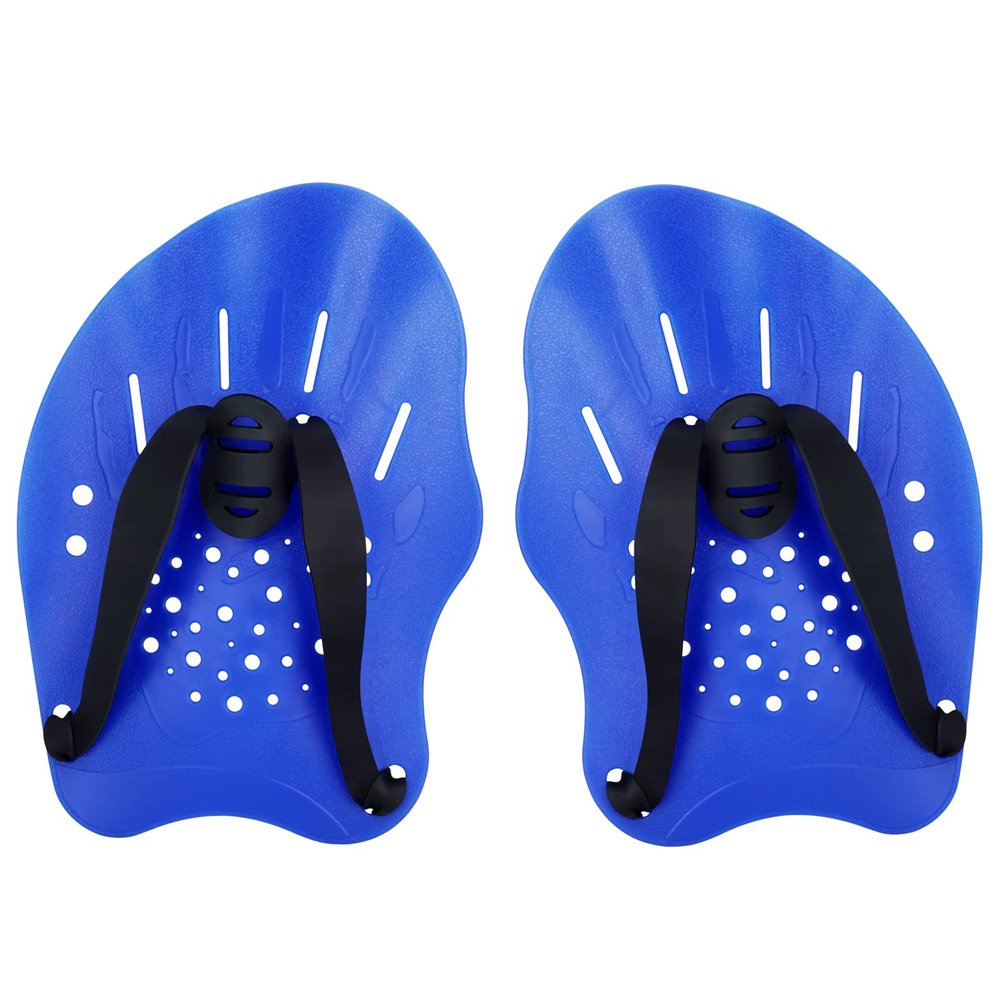 Gasher Contoured Swim Hand Paddles Swimming Training Paddles with Adjustable Straps Swimming Fins Blue