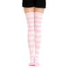 CHoppyWAVE Women Stripe Thigh High Over Knee Stockings - Stretch Long Cosplay Socks - Sweet Winter Warm Socks - Pink + White view 1