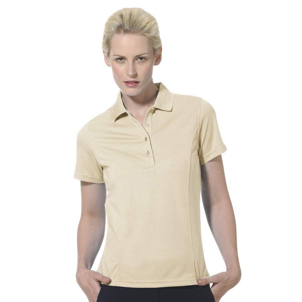 Monterey Club Women's Light Weight Pique Solid Polo Shirt #2070 (Wood Ash, Small)