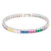 Lavencious AAA Cubic Zirconia Princess Cut 4MM Tennis Bracelet 7" Length + 1" Extension for Women Bridal Party Jewelry (Silver Multicolor) view 1