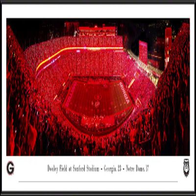 Georgia Football, Light Up Sanford - 40.25x13.75-inch Standard Framed Print by Blakeway Panoramas