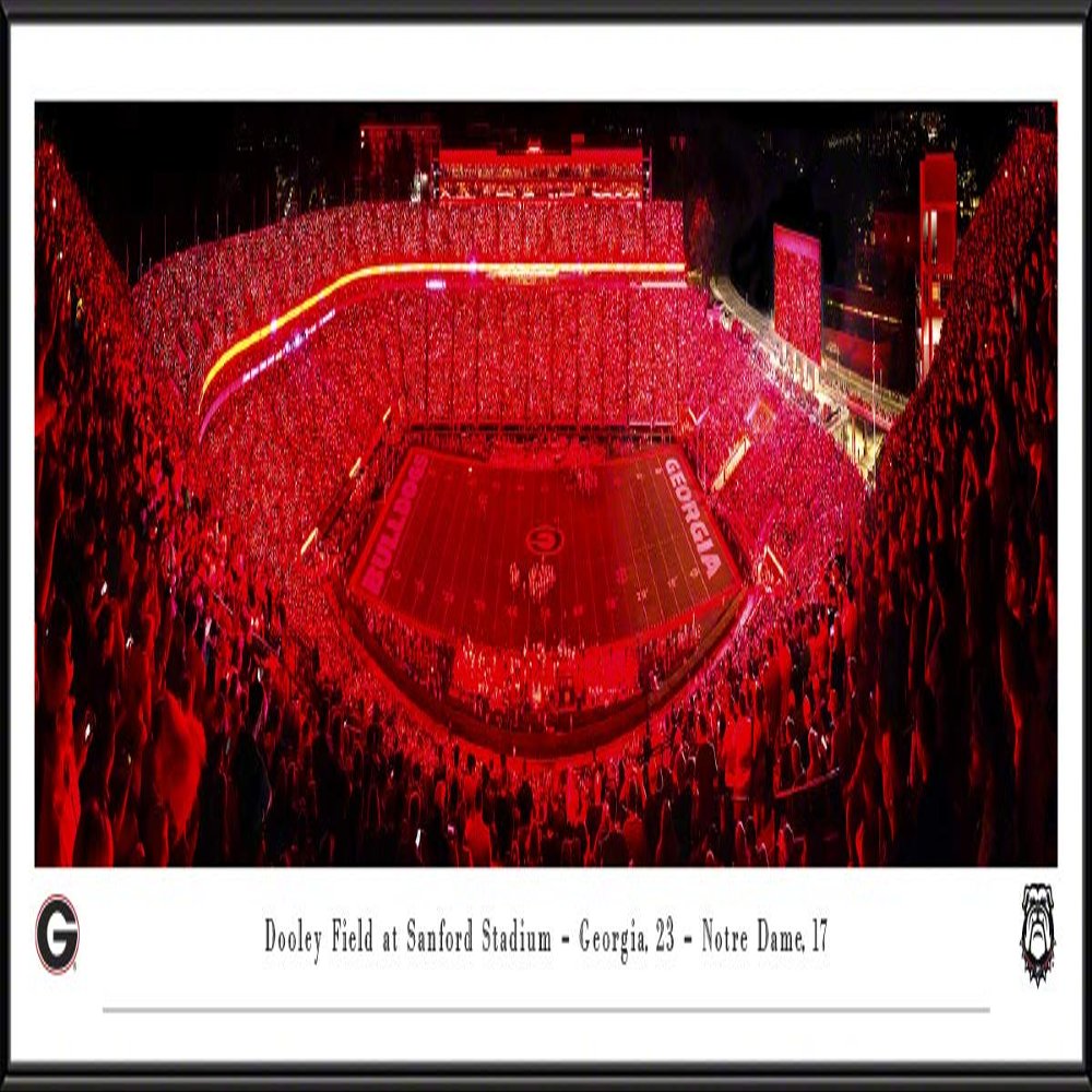 Georgia Football, Light Up Sanford - 40.25x13.75-inch Standard Framed Print by Blakeway Panoramas