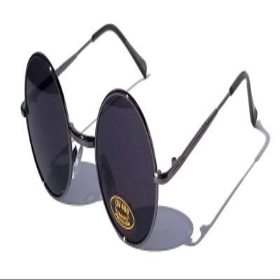 V.W.E. Kids Children Size Hippie Round Circle Lens UV400 Protection Metal Sunglasses (Age 3-12) (Gunmetal)