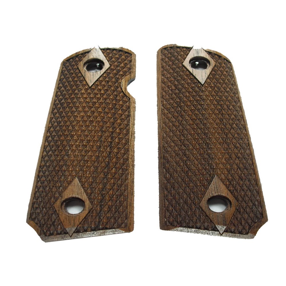 Double Diamond Checkered Walnut COMPACT 1911 Grips