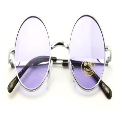 V.W.E. Kids Children Size Hippie Round Circle Lens Lennon Metal Sunglasses (Age 3-12) (Purple)