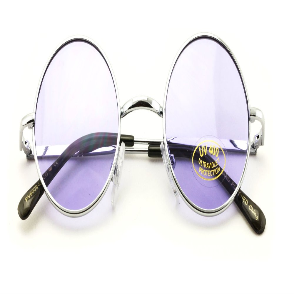 V.W.E. Kids Children Size Hippie Round Circle Lens Lennon Metal Sunglasses (Age 3-12) (Purple)