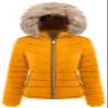 BodiLove Women's Fur Hooded Utility Jacket with Zipper and Flannel Lining Mustard M
