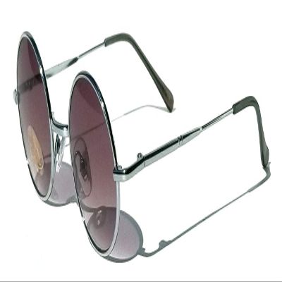 V.W.E. Kids Children Size Hippie Round Circle Lens Lennon Metal Sunglasses (Age 3-12) (Silver Gradient)