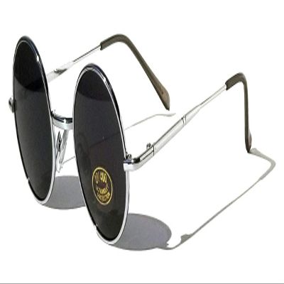 V.W.E. Kids Children Size Hippie Round Circle Lens Lennon Metal Sunglasses (Age 3-12) (Silver)