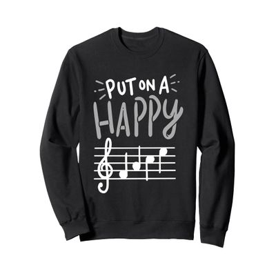 Put On A Happy Face - Musician Graphic - Music Teacher Sweatshirt