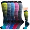 5 Pairs Compression Socks for Men & Women 20-30 mmHg Graduated Compression Stockings for flying medias de compresin para mujer Support Hose Nurse Knee High Socks (Multi Stripe,L-XL)