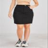 chouyatou Women's Basic Five-Pocket Rugged Wear Denim Skirt with Slit (X-Small, Black) view 2