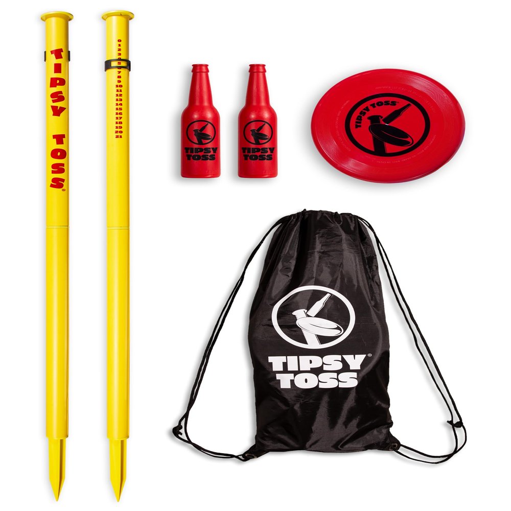 GoSports Tipsy Toss Game Set - Flying Disc Bottle Drop Yard Game