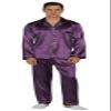 YIMANIE Mens Pajamas Silk Satin Pajamas for Men Soft Sleepwear Button Down Loungewear with Pockets Purple view 1