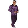 YIMANIE Mens Pajamas Silk Satin Pajamas for Men Soft Sleepwear Button Down Loungewear with Pockets Purple view 3