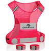 Reflective Vest Running Gear, Lightweight Motorcycle Cycling Reflective Vests with Large Pocket & Adjustable Waist for Women Men Running Safety Vest with Reflective Bands (Pink, Medium) view 1