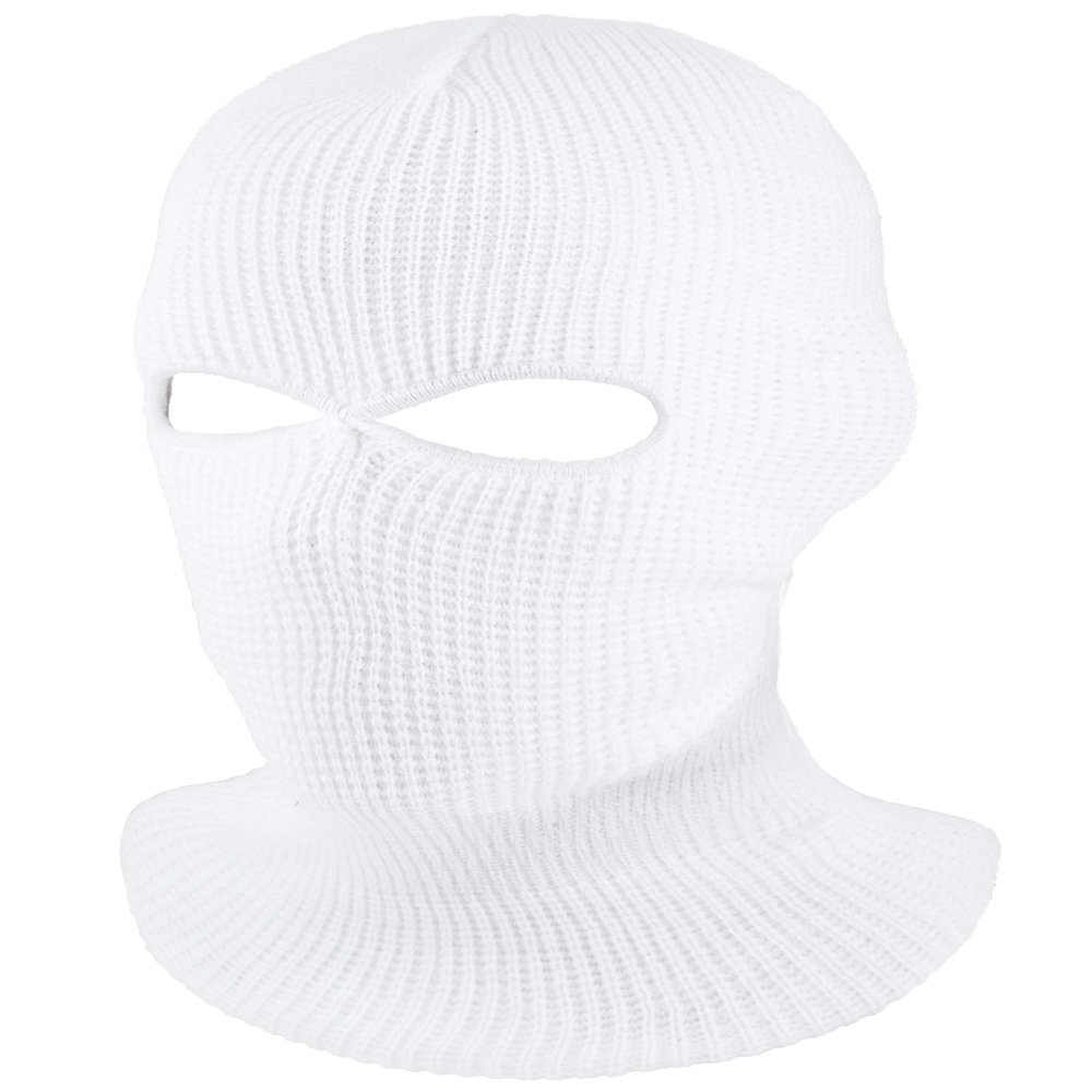 SATINIOR 2-Hole Knitted Ski Mask Full Face Mask Cover Neck Gaiter Winter Balaclava Warm Knit Beanie for Outdoor Sports(Medium,White)