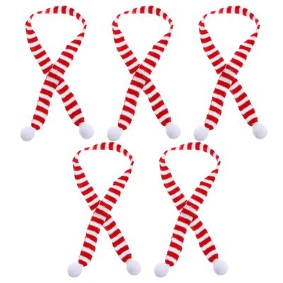 Amosfun 5PCS Cute Warm Knitting Striped Soft Fur Ball Decoration Scarves Christmas Scarf Christmas Decorations for Picnic Outdoor Activities Hiking