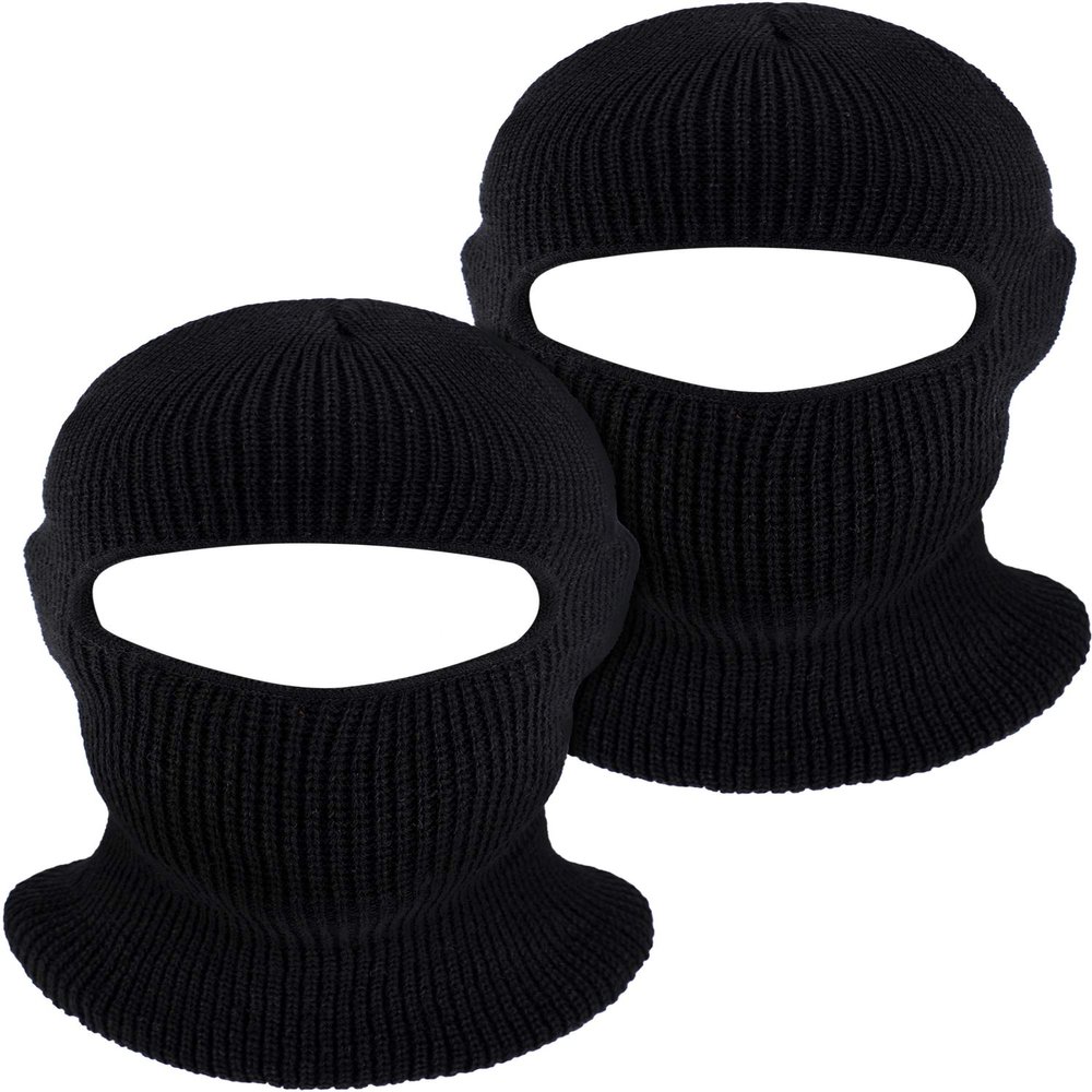 WILLBOND 1 Hole Ski Mask Winter Knitted Balaclava Warm Full Face Mask Windproof Head Cover for Men Women Sports Outdoor(Black)