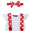 Baby Girls 1st Birthday Cake Smash Outfit Short Sleeve Romper+Polka Dots Suspender Tutu Skirt+Headband 6-12 Months view 3