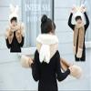 Kids Girls 3 in 1 Winter Set Cartoon Animal Soft Warm Plush Fleece Hoodie Cap with Long Scarf Mitten Gloves Gift view 4