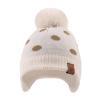 JANGANNSA Knitted Baby Hat Scarf Set Winter Warm Boys Girls Beanie Fleece Lining Toddler Kids Hats with Pompom (Beige Dots Hat, M) view 2