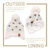 JANGANNSA Knitted Baby Hat Scarf Set Winter Warm Boys Girls Beanie Fleece Lining Toddler Kids Hats with Pompom (Beige Dots Hat, M) view 3