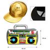 meekoo Halloween Hip Hop Costume 80s 90s Rapper Outfit Cosplay Accessories for Men Inflatable Boombox Baseball Cap(Gold Baseball Cap, Boom Box) view 2