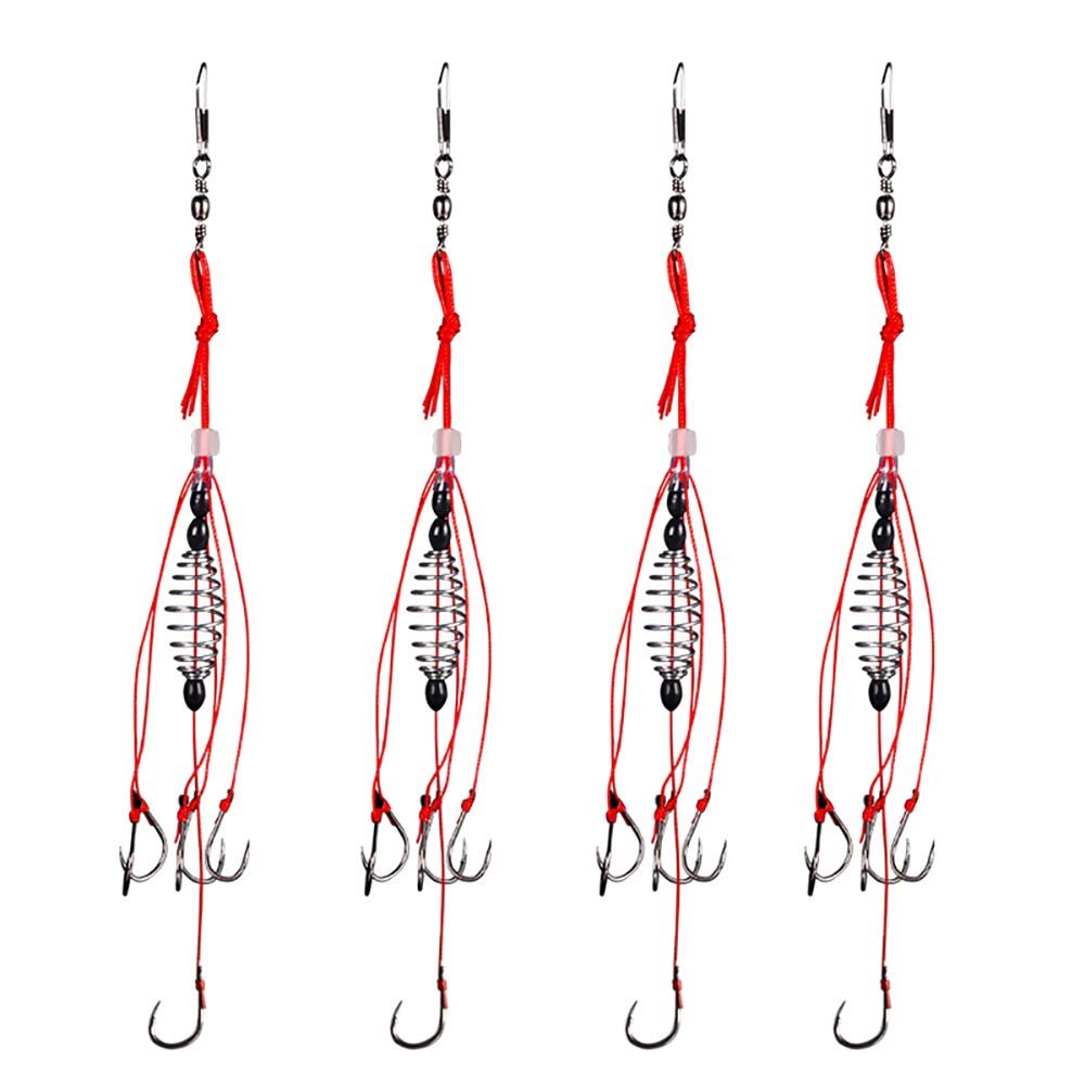 Dyxssm Trap Fishing Hooks Carp Fishing Baits Hook Lure with Fishing Spring Carp Feeder (Pack of 4) (6#)
