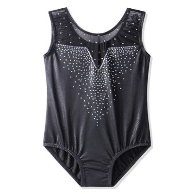 BAOHULU Gymnastics Leotards for Toddler Girls Kids Sparkle Sequins Mesh Top Dancewear B198_SequinBlack_12A