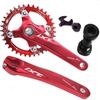 BUCKLOS 104 BCD 30-52T Mountain Bike Crankset (Crank Chainring BB Bolts), Aluminum Alloy Crank Set Narrow Wide Chainrings Bottom Bracket Bolts MTB Road Bicyle Chainset (Red,40T-Round). view 1
