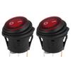2 Pcs Round Rocker Switches 12V On-Off Waterproof LED Light Illuminated Toggle Switch, 20A 3Pin Car Auto Boat Snap-in Latching Button, 25 27 20mm (Black and Red) view 1