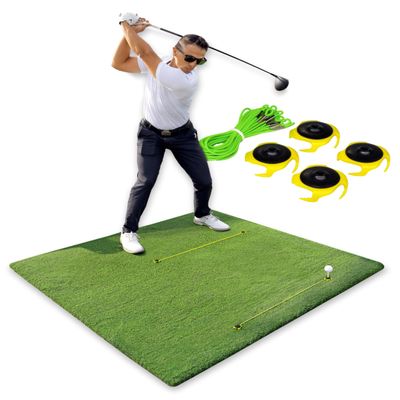 Tee Claw Golf Tee Holder, Golf Mat Tee, Golf Alignment String, Baseball Agility Training for Indoor and Outdoor, Made in The USA (4 Pack Black/Yellow)