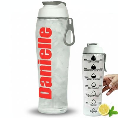 50 Strong Custom Water Bottle with Time Markers  Personalized 30 oz BPA-Free Leakproof Bottle with Chug Cap & Easy-Carry Handle  Made in USA