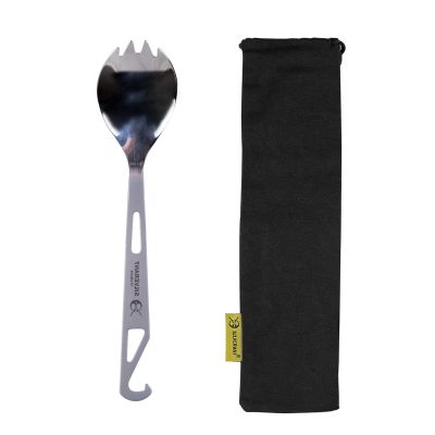 SILVERANT Titanium Ultralight Spork, 6.4 Long Utensil With Polished Bowl, For Camping, Hiking & Backpacking, Extra Strong, Durable & Lightweight - With Drawstring Case