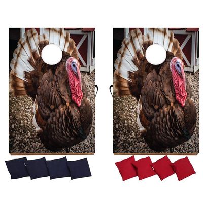 VictoryStore Thanksgiving Bag Toss Game Thanksgiving Cornhole Includes Bags (Turkey Photograph)