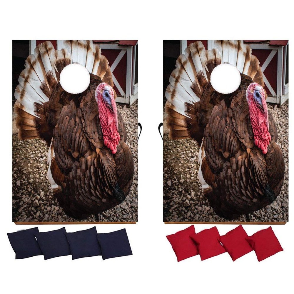 VictoryStore Thanksgiving Bag Toss Game Thanksgiving Cornhole Includes Bags (Turkey Photograph)