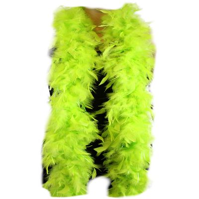 Flydreamfeathers 60 Gram, 2 yards Long Chandelle Feather Boa Great for Party, Wedding, Halloween Costume, Christmas Tree, Decoration(Lime Green w/Tinsel Color_