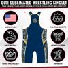 4 Time All American Sublimated Wrestling Singlet  Stitched & Durable Mens Singlet  Singlet for Wrestling, MMA & Powerlifting Wrestling Singlet Youth Boys (XXS/YL 51-70 lbs., US Navy) view 3